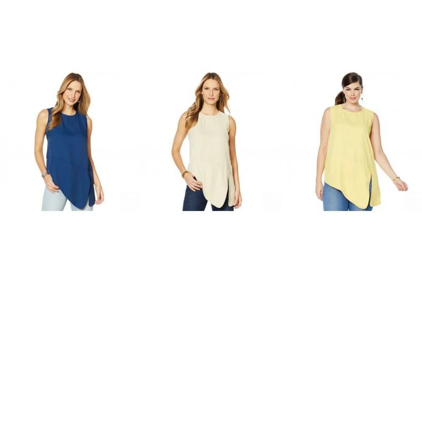 DG2 by Diane Gilman Women's Plus Size Asymmetric Sleeveless Top