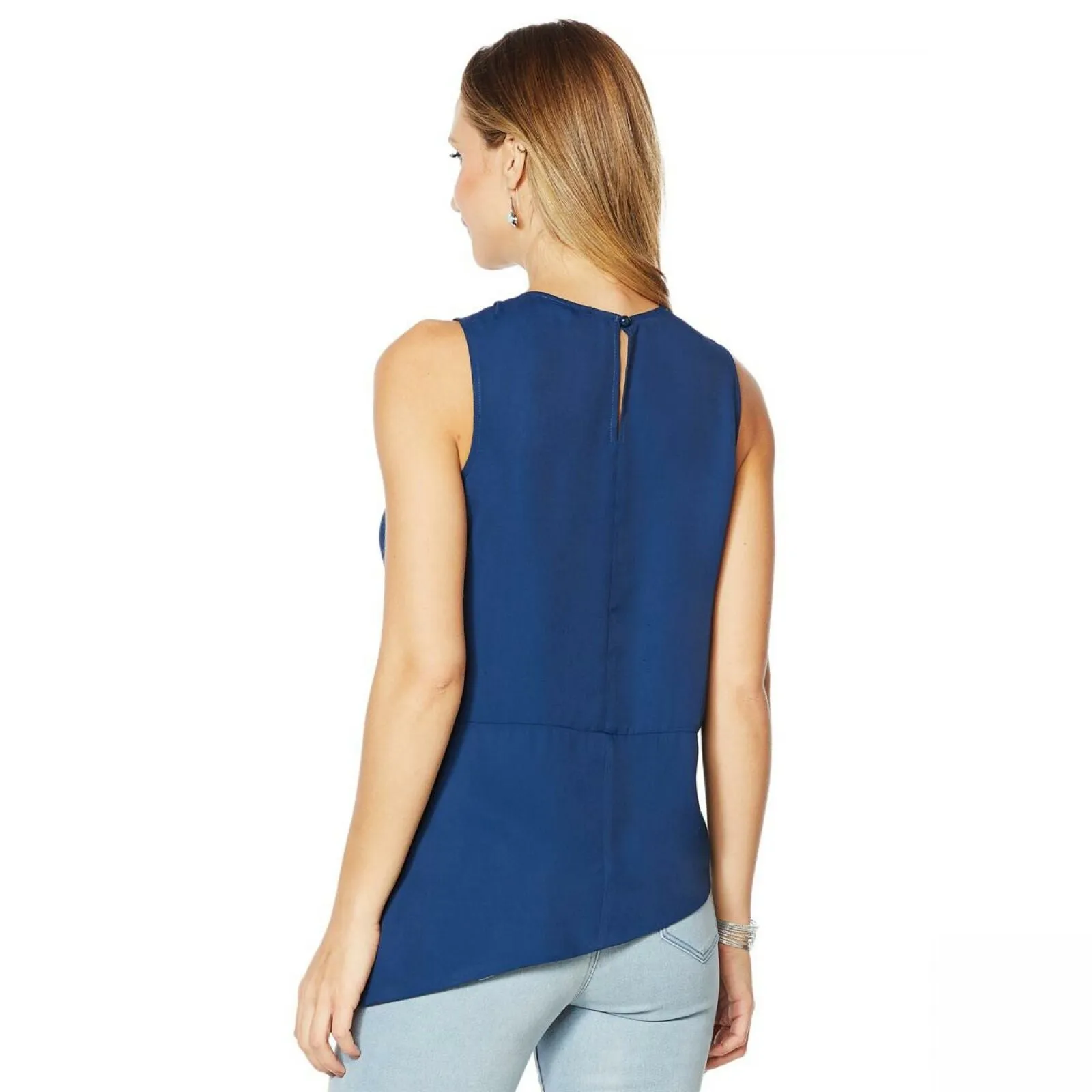 DG2 by Diane Gilman Women's Plus Size Asymmetric Sleeveless Top