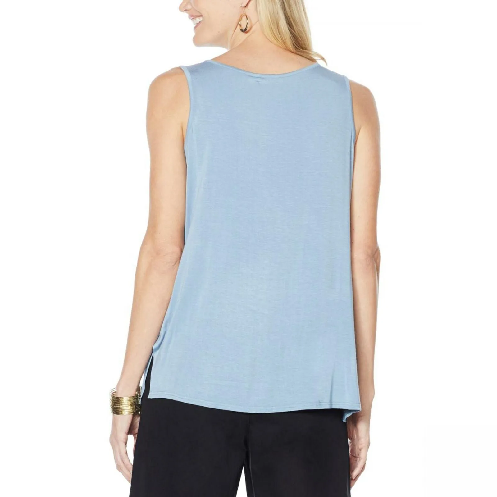 DG2 by Diane Gilman Women's Plus Size Embroidered Mixed Media Tank Top