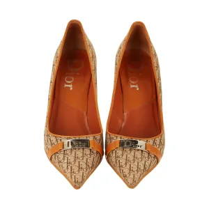 Dior Tan Logo Plaque Heels