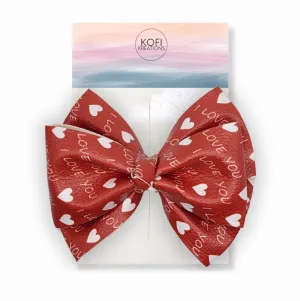 Double Layered I Love You Hair Bow