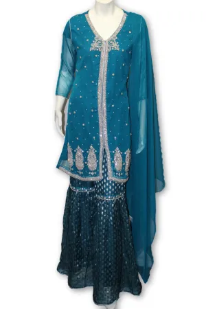 E16 Pakistani Indian 3 Pc Party Wear  Chiffon Dress