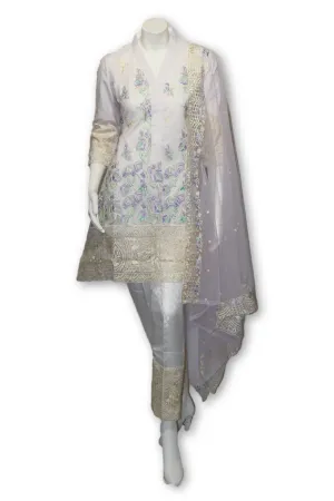 E18 Pakistani Indian 3 Pc Party Wear Net Embroirered Dress