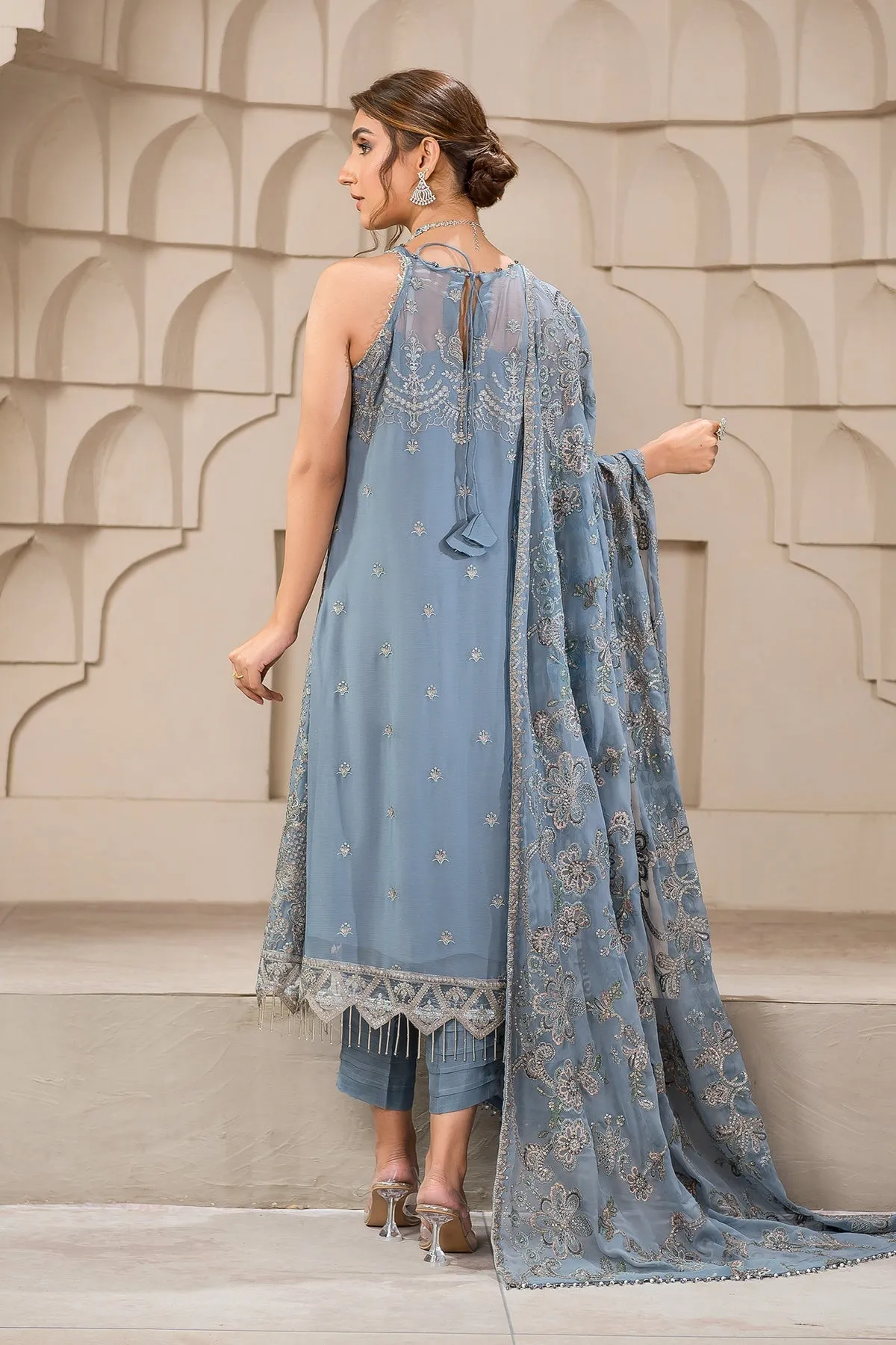 Embellished Blue Pakistani Salwar Kameez Suit Dress