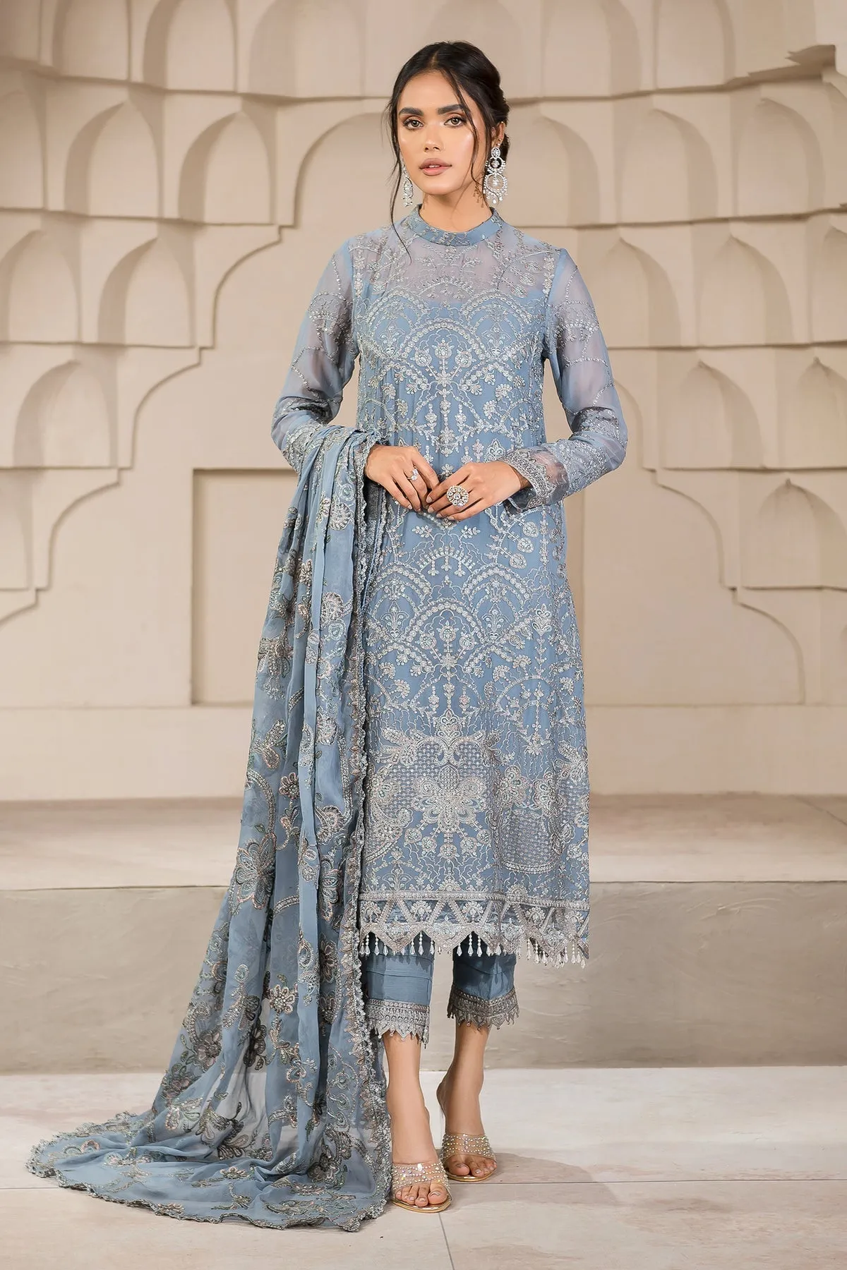 Embellished Blue Pakistani Salwar Kameez Suit Dress