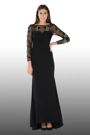 Embroidered Mesh Gown