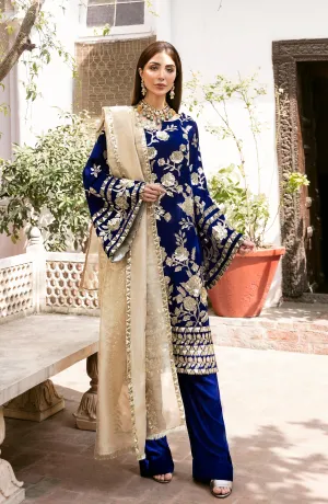 Embroidered Salwar Kameez in Royal Blue Shade #PF282