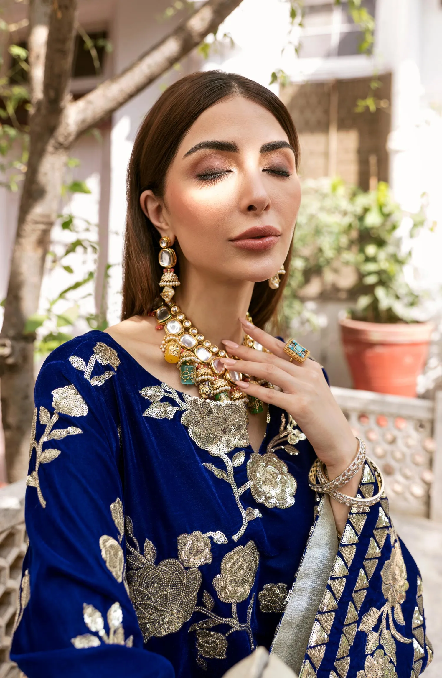 Embroidered Salwar Kameez in Royal Blue Shade #PF282