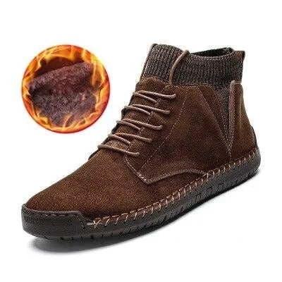 Faux Suede Leather Men Boots Warm Winter  Breathable Winter Shoes