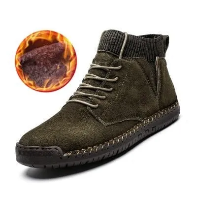 Faux Suede Leather Men Boots Warm Winter  Breathable Winter Shoes