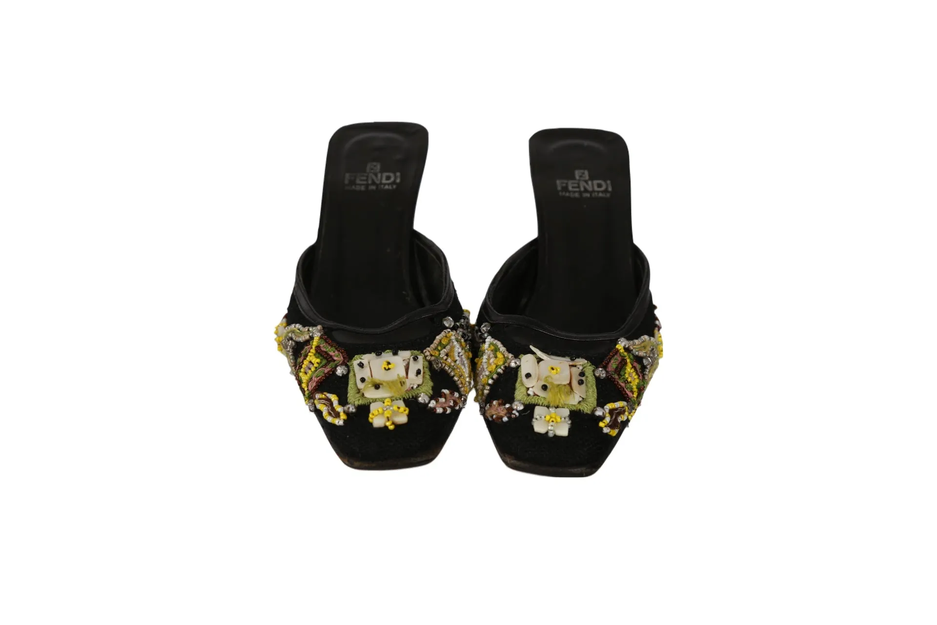 Fendi Black Beaded Kitten Heels