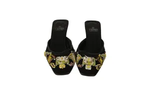 Fendi Black Beaded Kitten Heels