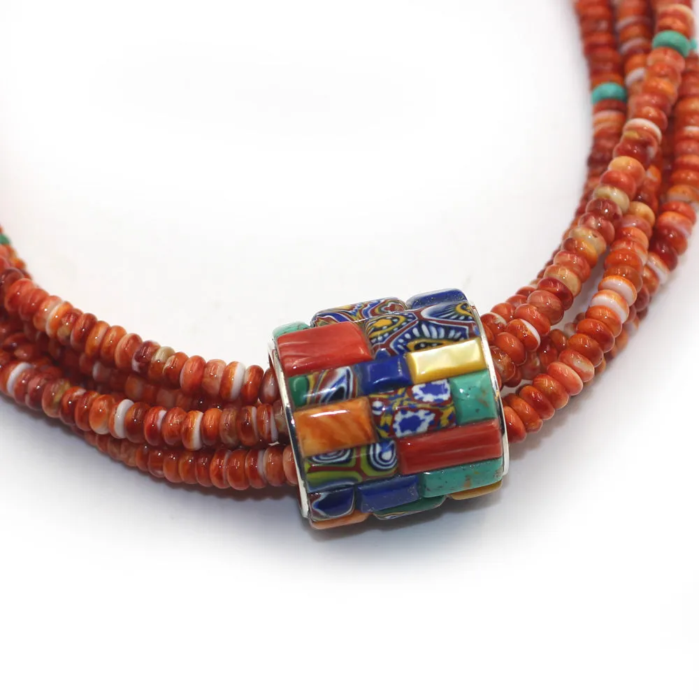 Five Strand Spiny Oyster Shell Necklace