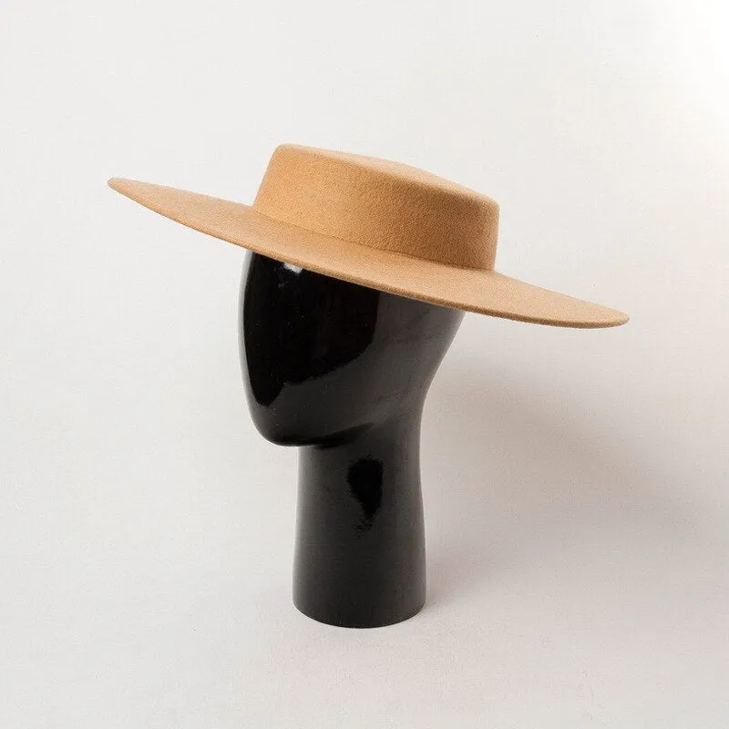 Flat Top Big Brim Woolen Catwalk Hat