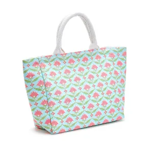Floral Block Print Thermal Lunch Tote Bag