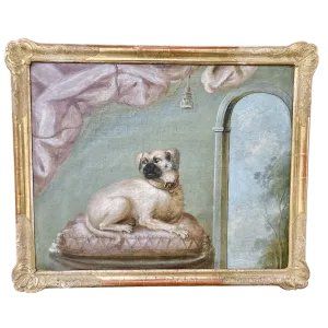 French School 18th Century Pug Oil on Canvas