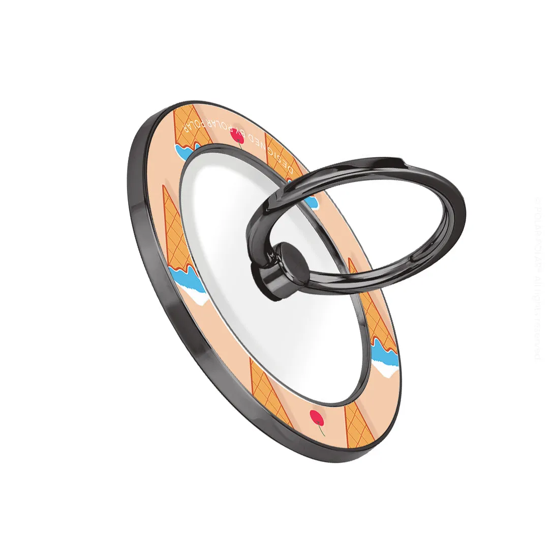 Fujisan Peach Ice Cream - Black MagSafe Phone Grip and Ring Holder Stand