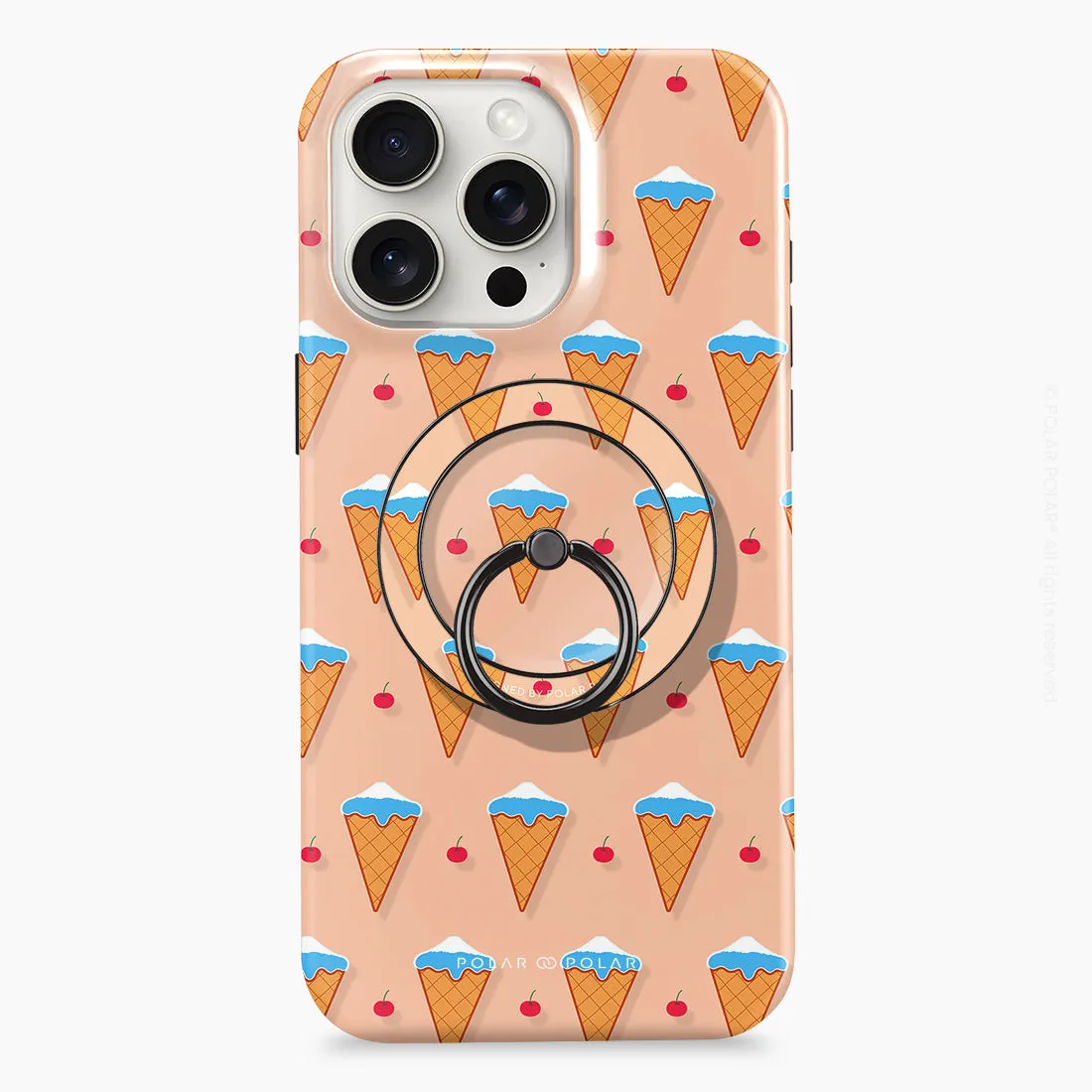 Fujisan Peach Ice Cream - Black MagSafe Phone Grip and Ring Holder Stand