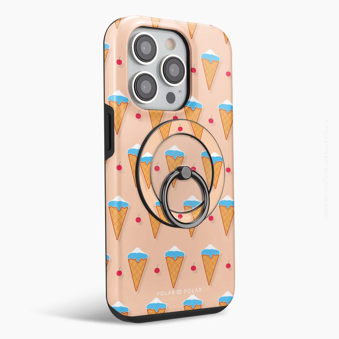 Fujisan Peach Ice Cream - Black MagSafe Phone Grip and Ring Holder Stand
