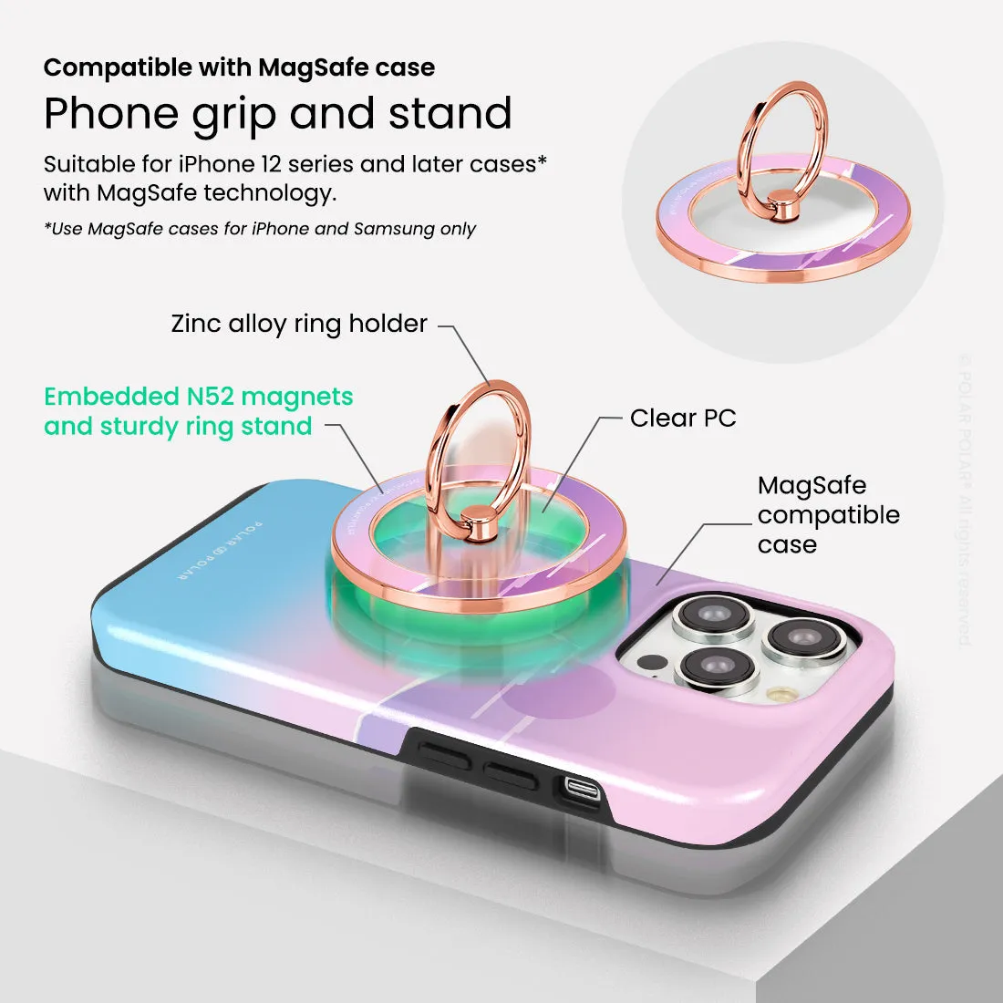 Fujisan Romance - Rose Gold MagSafe Phone Grip and Ring Holder Stand