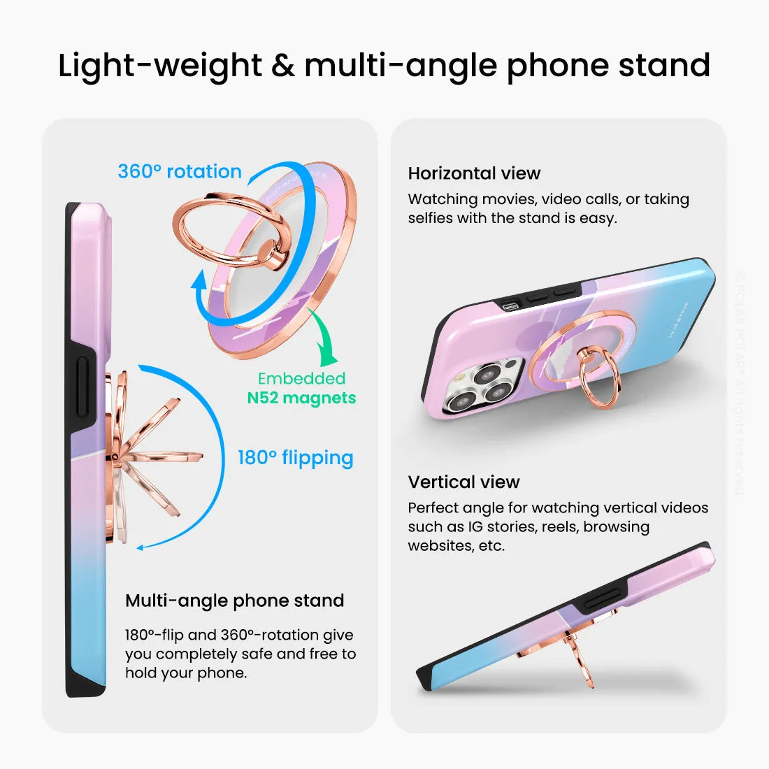 Fujisan Romance - Rose Gold MagSafe Phone Grip and Ring Holder Stand