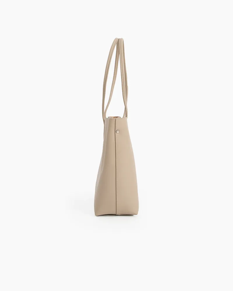 Genuine Leather Compartment Handbag Shopper Tote