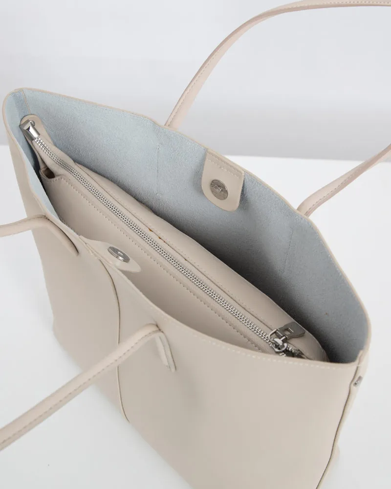 Genuine Leather Compartment Handbag Shopper Tote