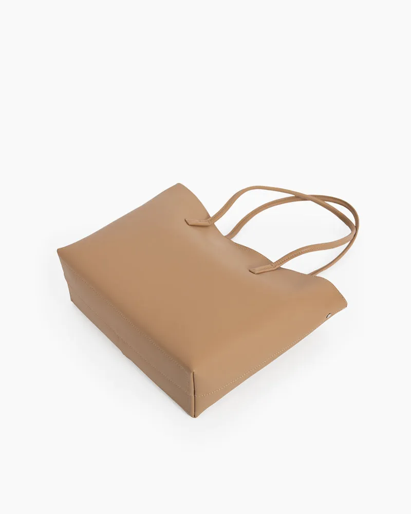 Genuine Leather Compartment Handbag Shopper Tote