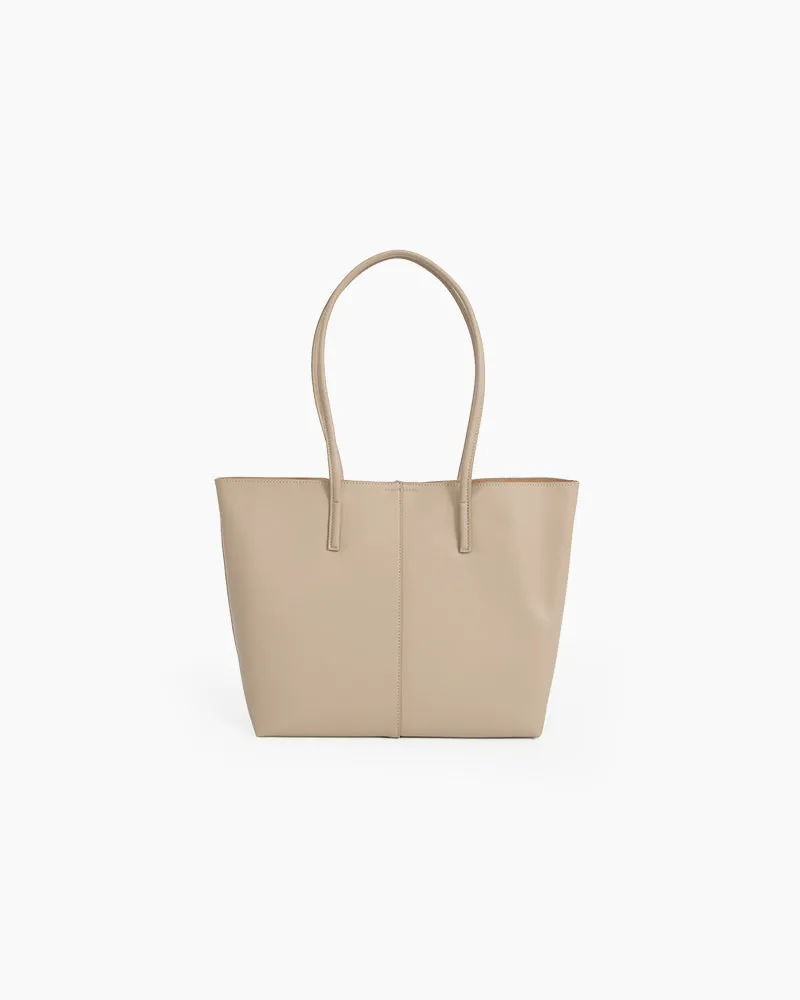 Genuine Leather Compartment Handbag Shopper Tote
