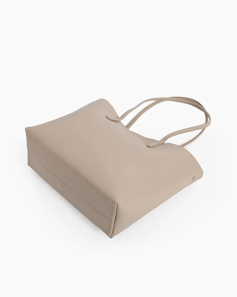 Genuine Leather Compartment Handbag Shopper Tote