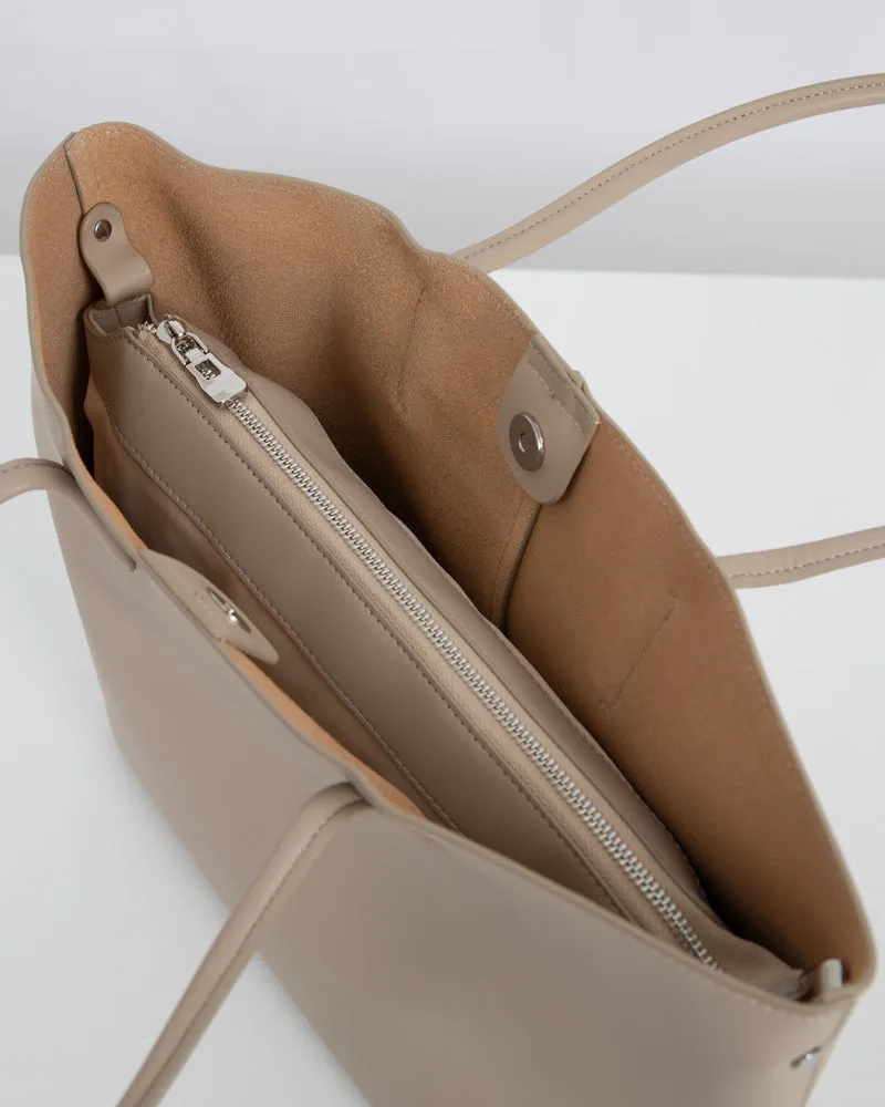 Genuine Leather Compartment Handbag Shopper Tote