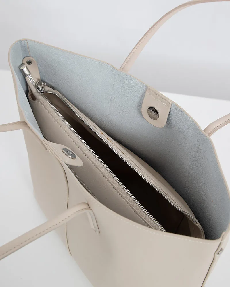 Genuine Leather Compartment Handbag Shopper Tote