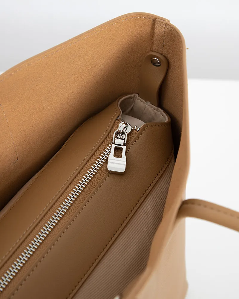 Genuine Leather Compartment Handbag Shopper Tote