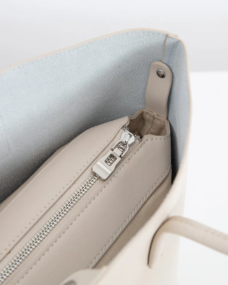 Genuine Leather Compartment Handbag Shopper Tote