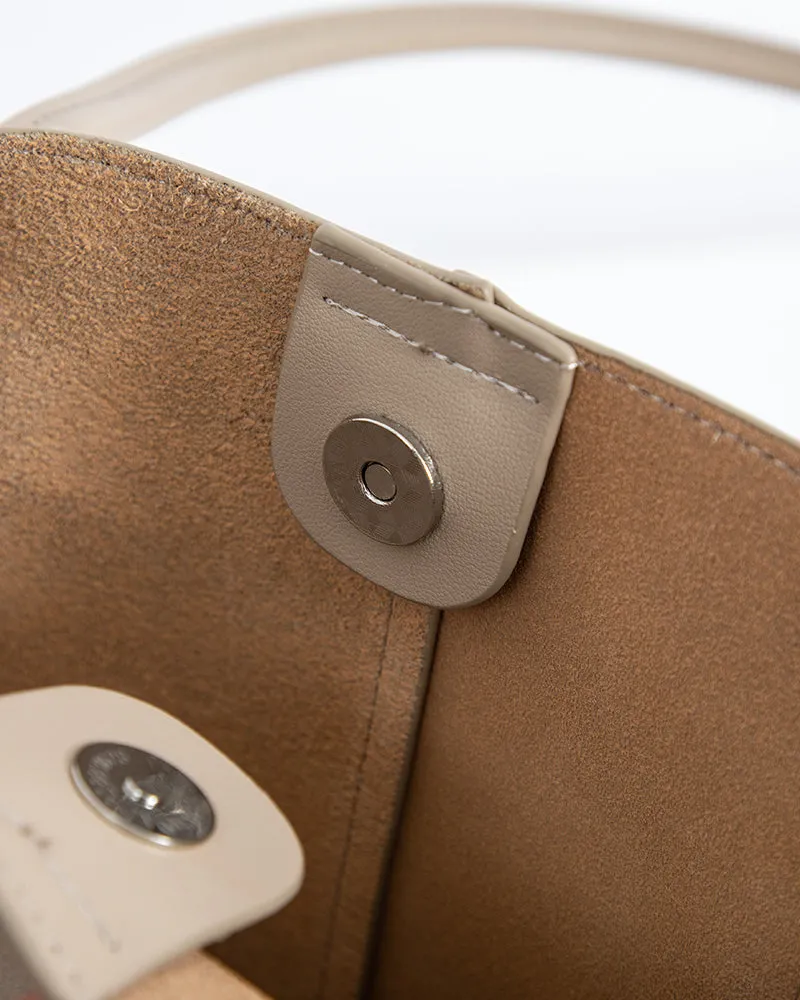 Genuine Leather Compartment Handbag Shopper Tote