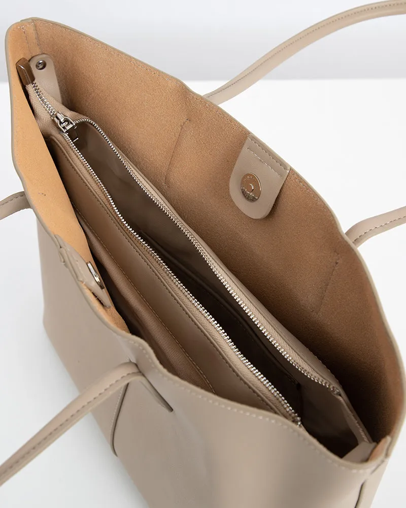 Genuine Leather Compartment Handbag Shopper Tote