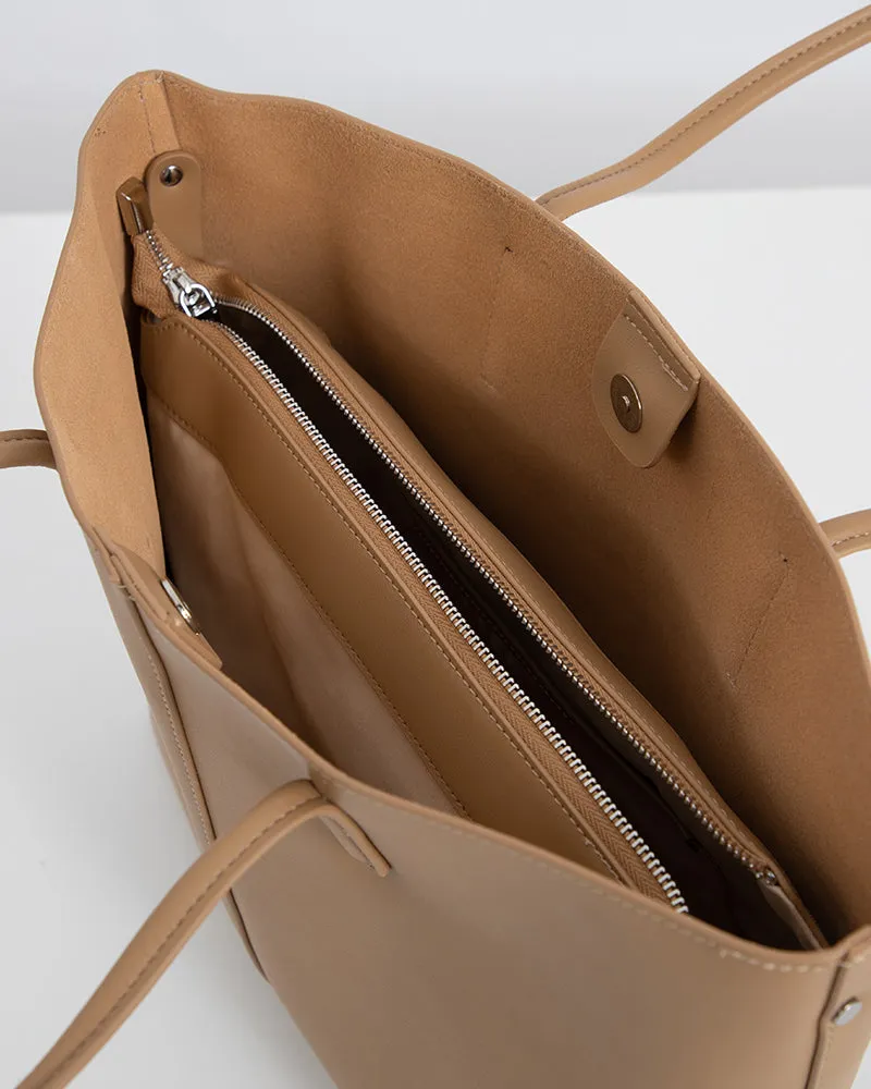 Genuine Leather Compartment Handbag Shopper Tote
