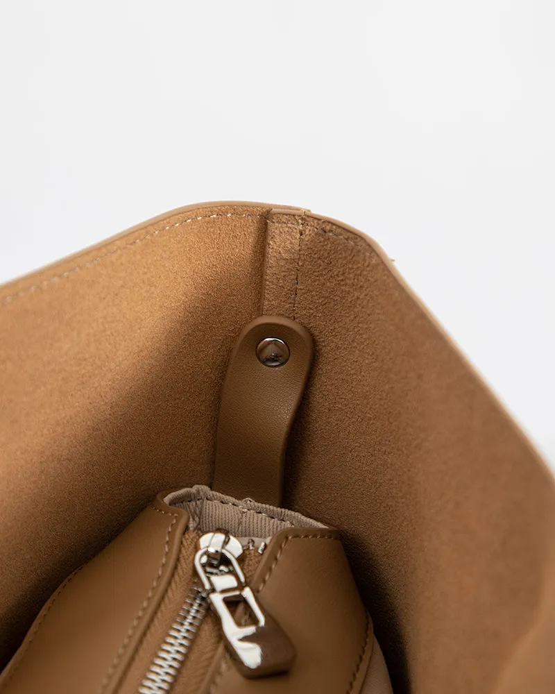 Genuine Leather Compartment Handbag Shopper Tote