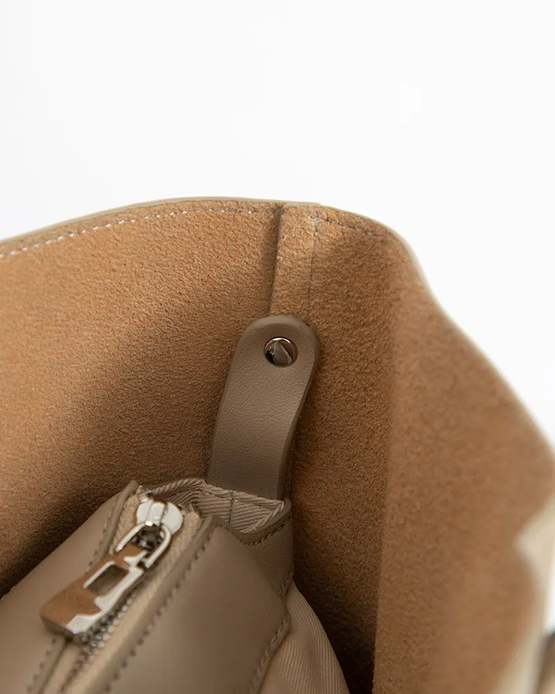 Genuine Leather Compartment Handbag Shopper Tote