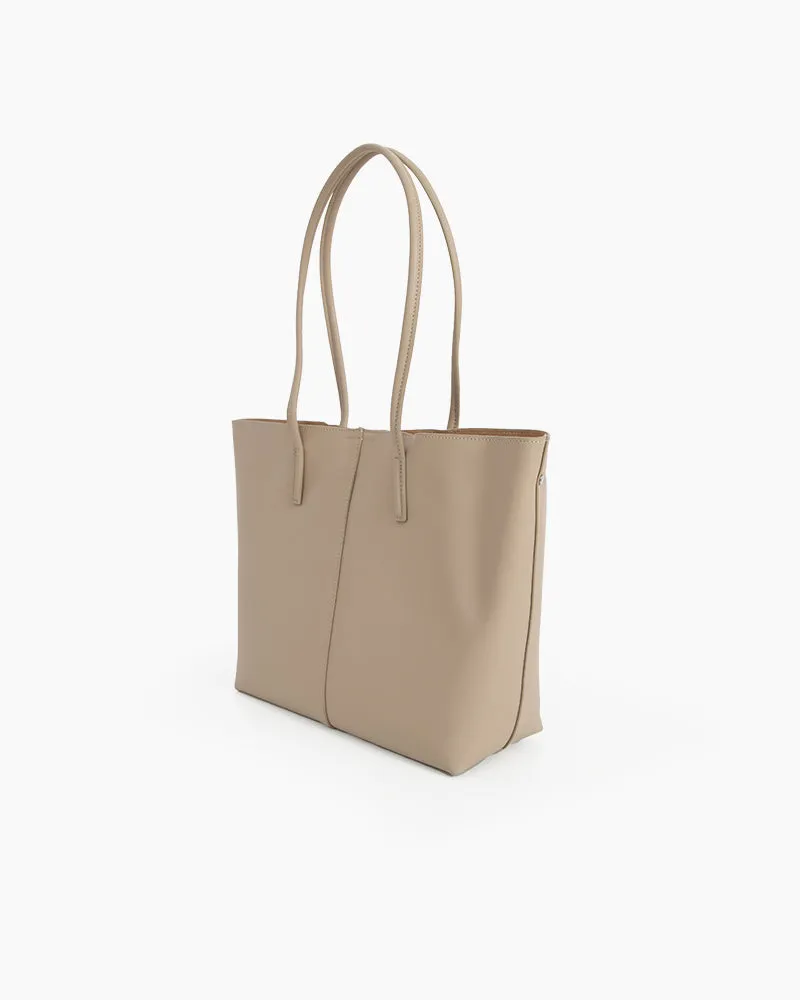 Genuine Leather Compartment Handbag Shopper Tote