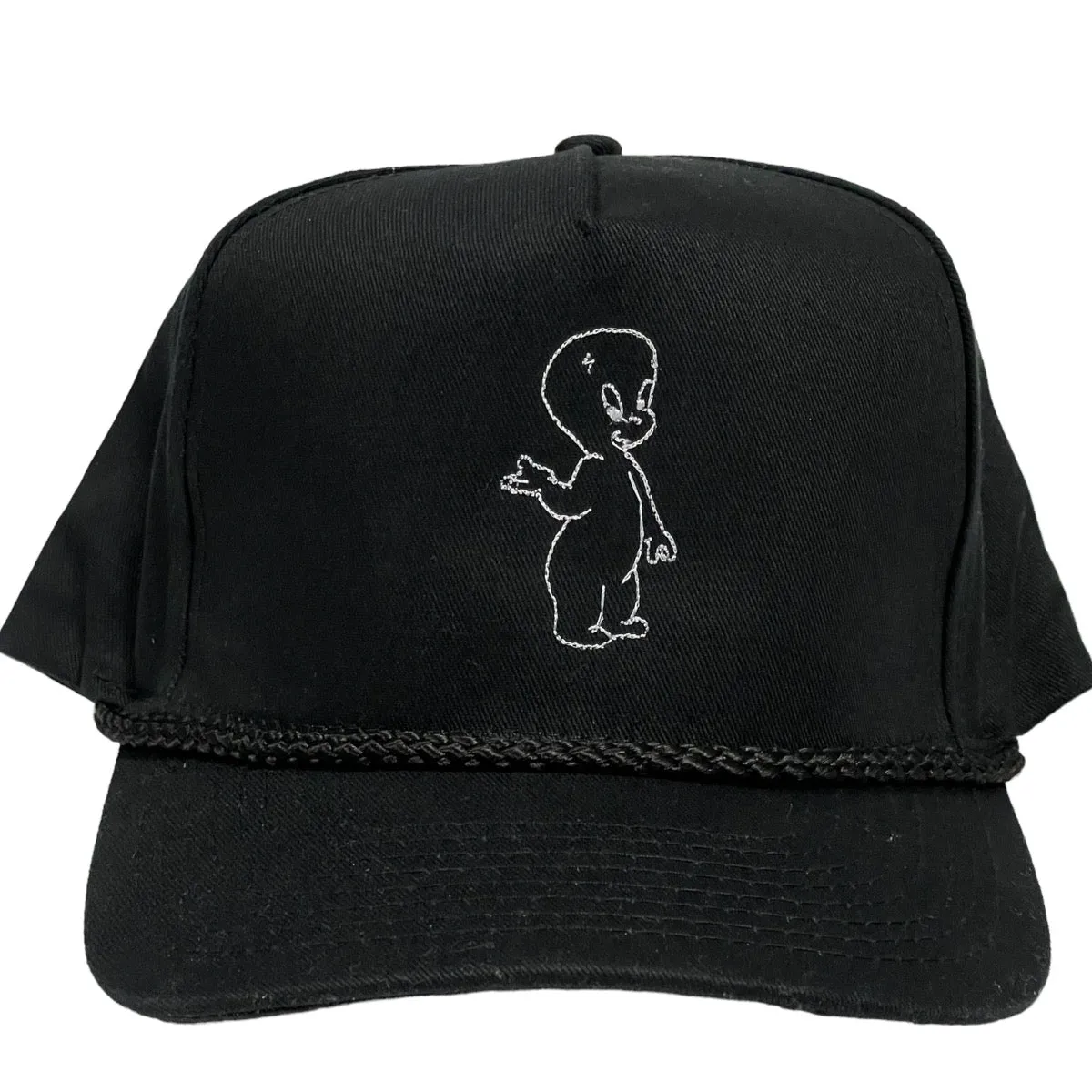 Ghost on Vintage Custom Embroidered Black SnapBack Hat Cap with Rope
