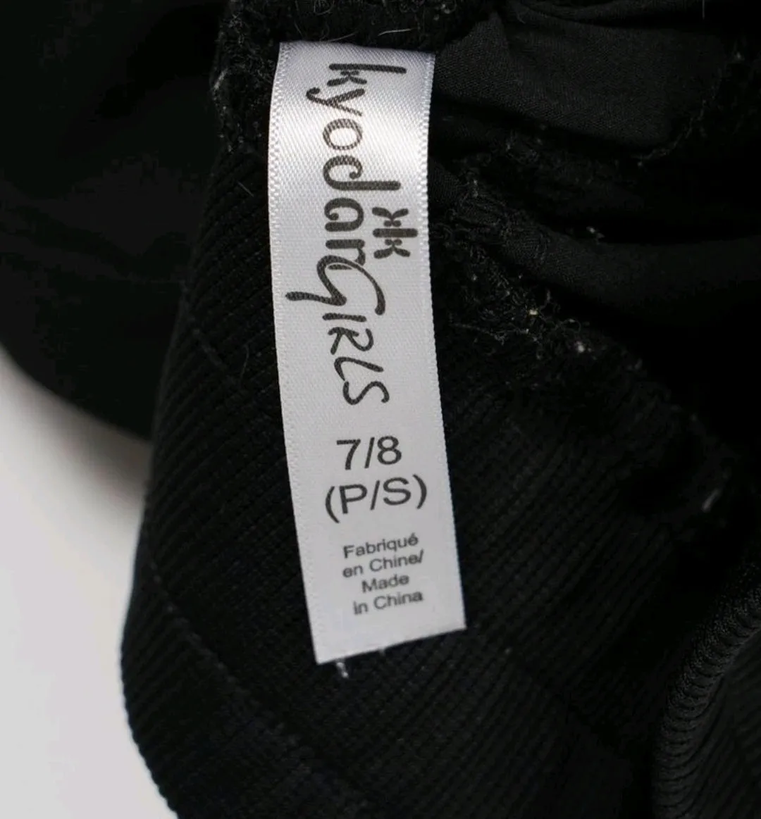 GIRL SIZE SMALL (7/8 YEARS) - KYODAN GIRLS, Black Carpi Track Pants EUC B15