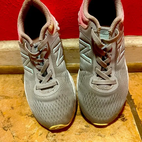 Girls Grey &amp; Pink/Rainbow New Balance Sneakers Size 13!