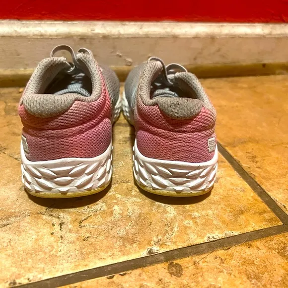 Girls Grey &amp; Pink/Rainbow New Balance Sneakers Size 13!