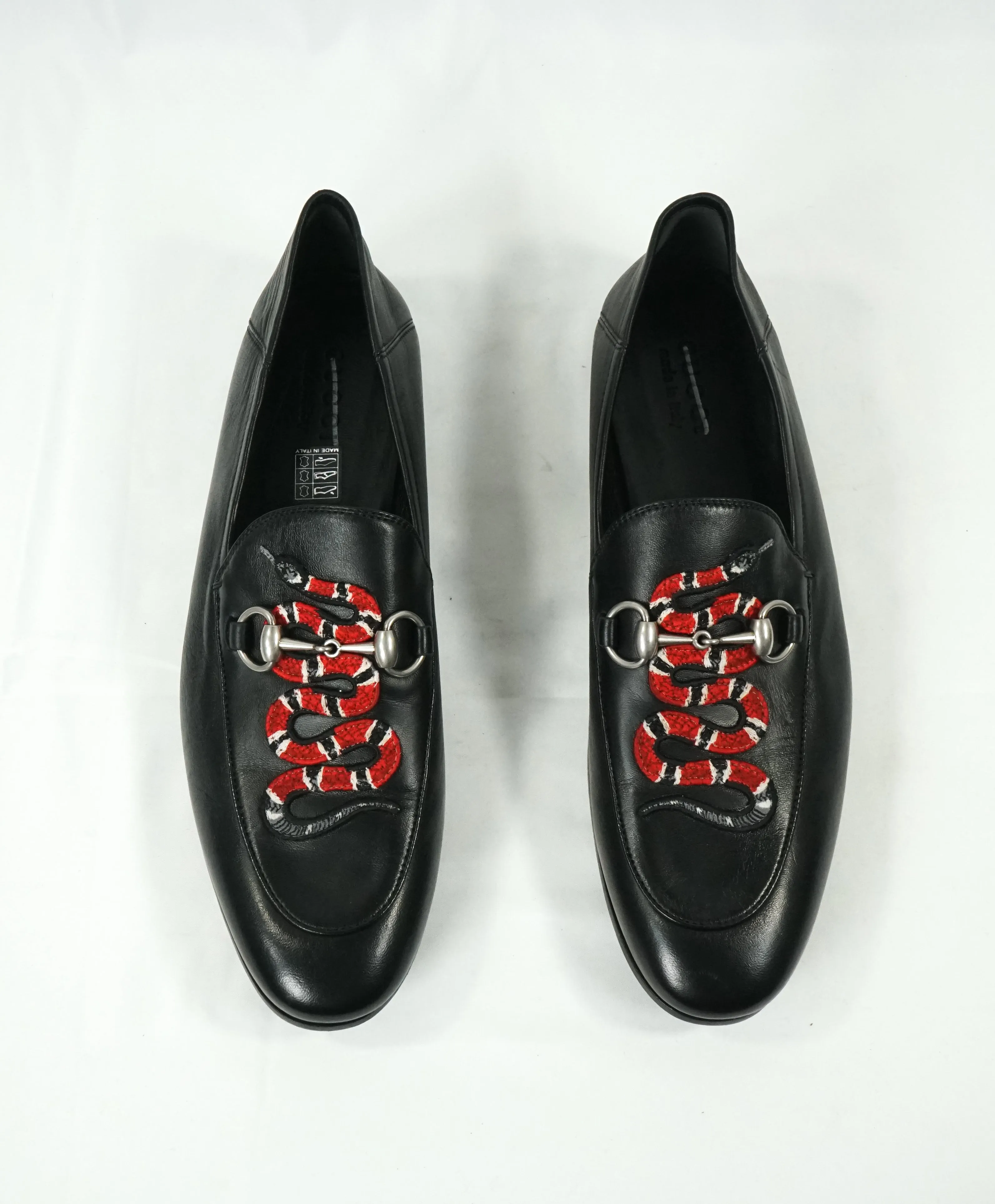 GUCCI -"Brixton" King Snake Horse-Bit Loafers Convertible Back Gold/Black - 10 US