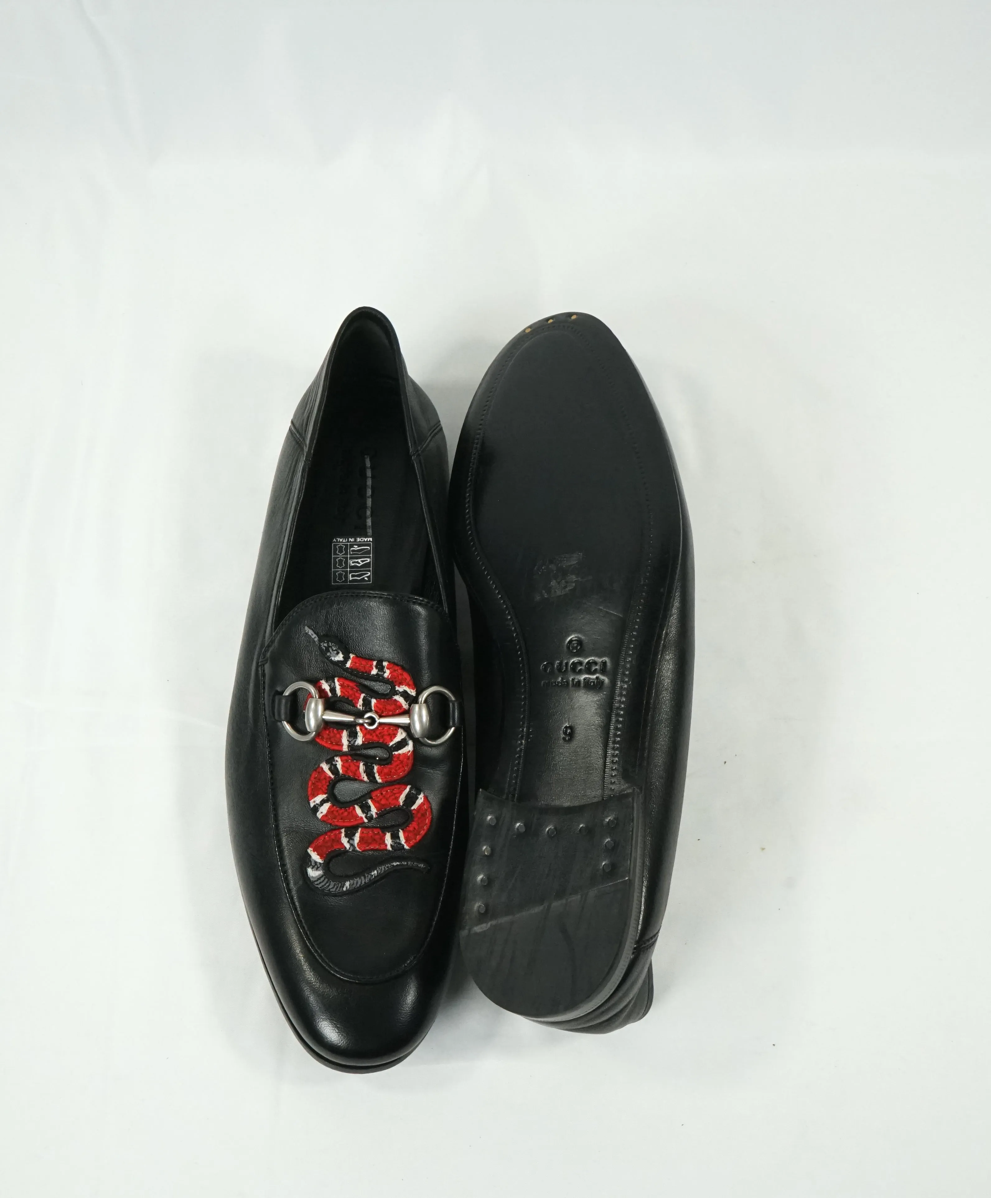 GUCCI -"Brixton" King Snake Horse-Bit Loafers Convertible Back Gold/Black - 10 US