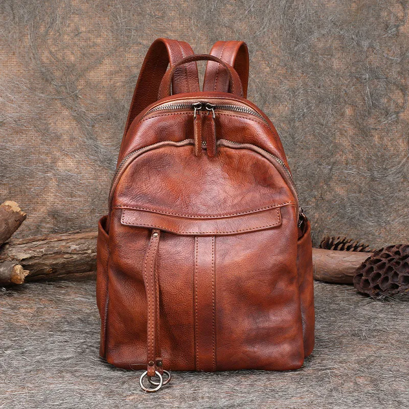 Handmade Black Gray Leather Backpack Bag Womens Best School Rucksack Ladies Leather Backpack Purses