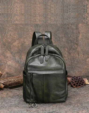 Handmade Black Gray Leather Backpack Bag Womens Best School Rucksack Ladies Leather Backpack Purses