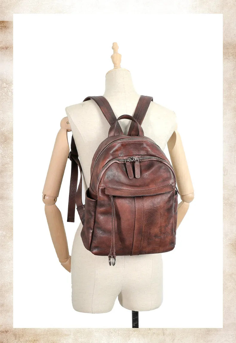 Handmade Black Gray Leather Backpack Bag Womens Best School Rucksack Ladies Leather Backpack Purses