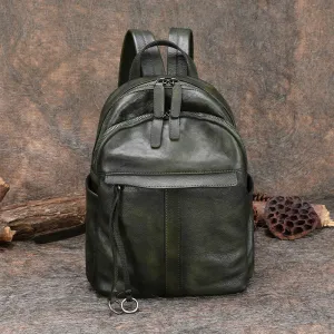 Handmade Black Gray Leather Backpack Bag Womens Best School Rucksack Ladies Leather Backpack Purses
